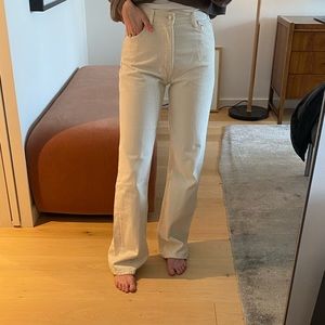 High Rise Ivory / Off-white Wide Leg Denim - Mango, Size 4